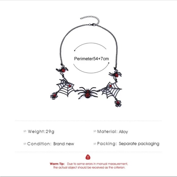 Gothic Black Spider Web Pendant Necklace Women Clavicle Chain Halloween Gifts - Picture 9 of 9